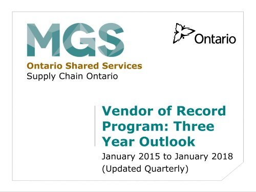 Vendor of Record Program - Three-Year Outlook (PDF)