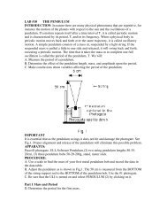 LAB #10 THE PENDULUM INTRODUCTION: In nature there are ...