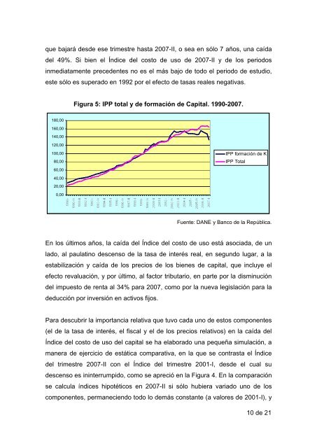 el costo de uso del capital y la inversiÃ³n en colombia 1990 â 2007