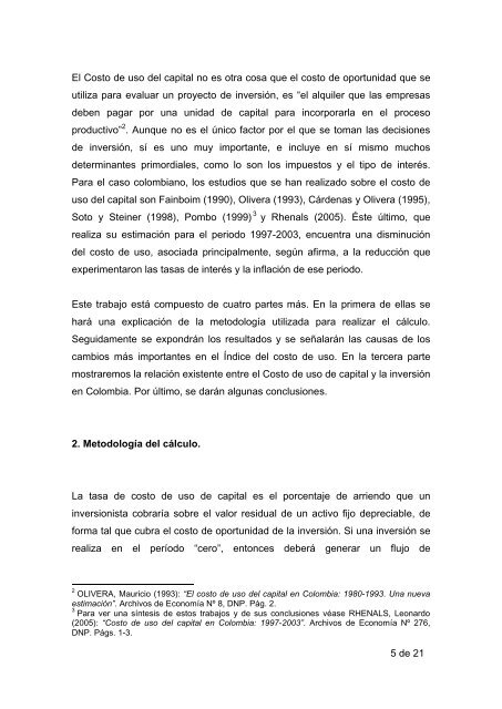 el costo de uso del capital y la inversiÃ³n en colombia 1990 â 2007