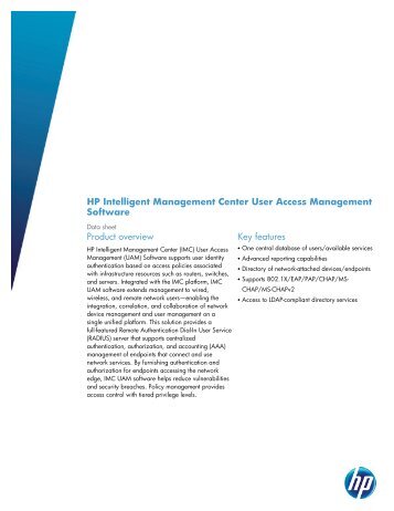 HP Intelligent Management Center User Access ... - HP Networking