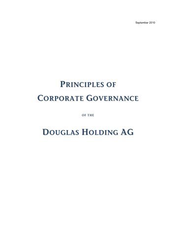 PRINCIPLES OF CORPORATE GOVERNANCE DOUGLAS HOLDING