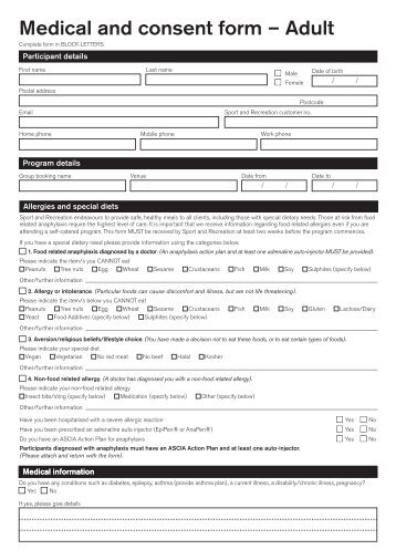 Medical and consent form â Adult - NSW Sport and Recreation ...