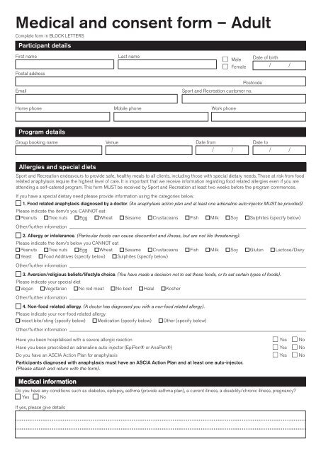 Medical and consent form â Adult - NSW Sport and Recreation ...