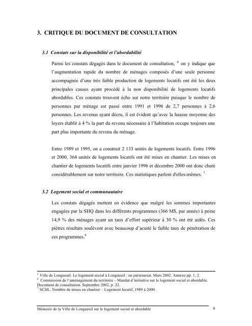 MÃ©moire de la Ville de Longueuil sur le logement social et abordable