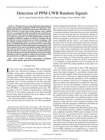 Detection of PPM-UWB Random Signals - Signal Processing Group ...