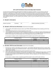 Verification: Dependent Student Form - USS at Tufts