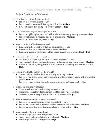 Project Prioritization Worksheet