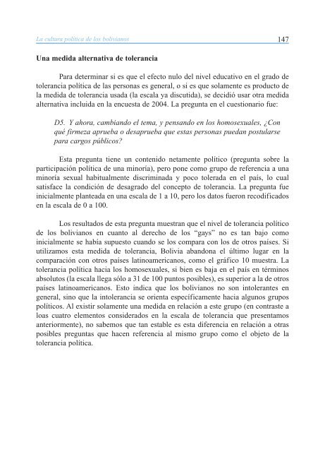 La Cultura Politica de los Bolivianos: Aproximaciones Cuantitativas