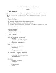 MATH 622 Selected Topics in Modern Algebra I