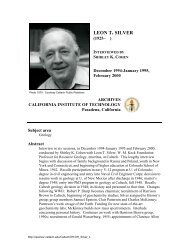 Interview with Leon T. Silver - Caltech Oral Histories