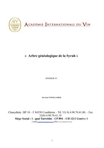 « Arbre généalogique de la Syrah » - Academia-vinhaevinho.com