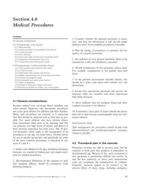 Good Practice in Postoperative and Procedural Pain Management ...