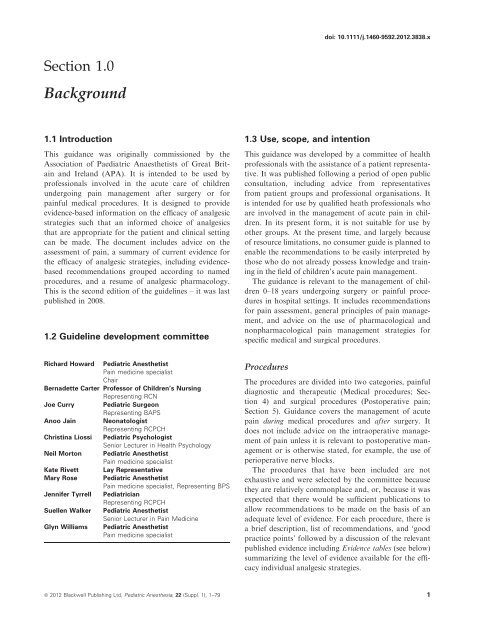 Good Practice in Postoperative and Procedural Pain Management ...