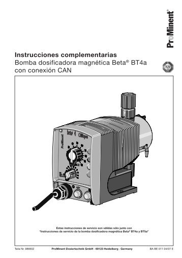 Instrucciones complementarias - ProMinent Spain