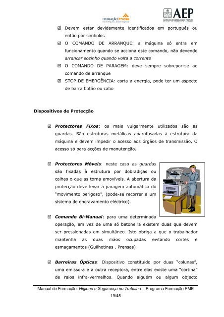 Manual formaÃ§Ã£o pme HIGIENE E SEGURANÃA NO TRABALHO