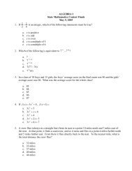 ALGEBRA I State Mathematics Contest Finals May 5, 2005 1. If 62 xx ...