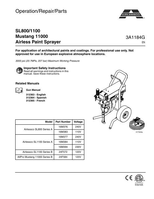 Operation/Repair Manual - Airlessco