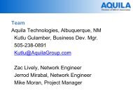 Aquila Technologies, Albuquerque, NM Kutlu Gulamber, Business