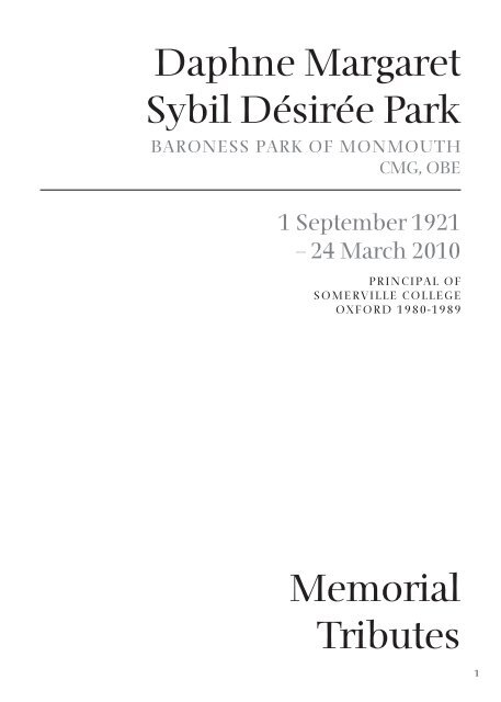 Daphne Park Memorial book 3_3.indd - Somerville College