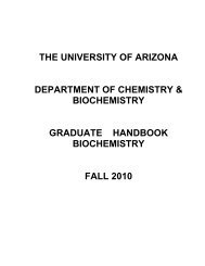 the university of arizona department of chemistry & biochemistry ...