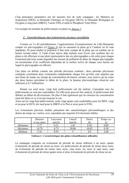 CARACTERISATION QUANTITATIVE ET QUALITATIVE ... - ENGEES