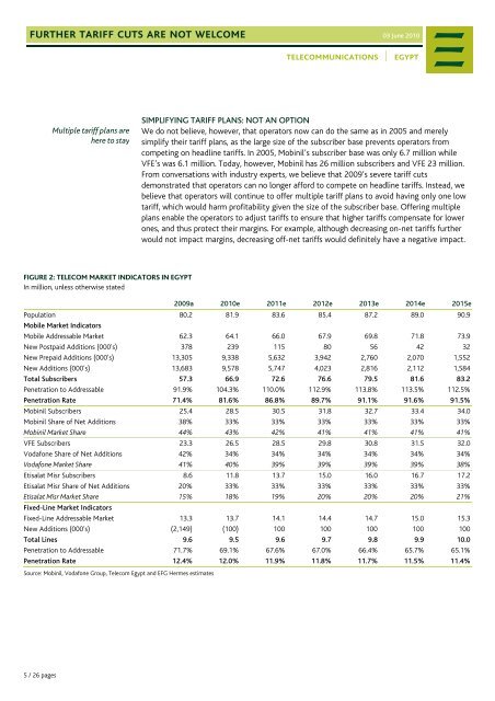 egypt telecom sector further tariff cuts are not welcome