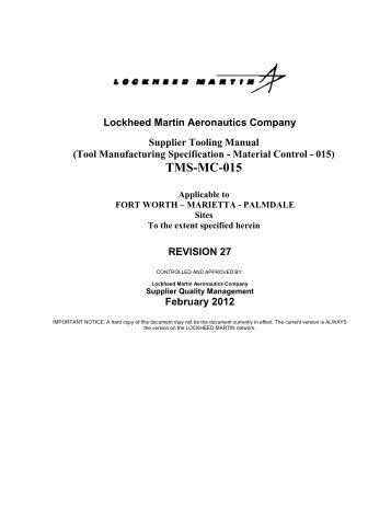 Supplier Tooling Manual - Lockheed Martin