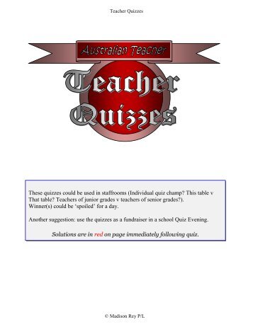 Quizzes for Teachers - Australian Teacher