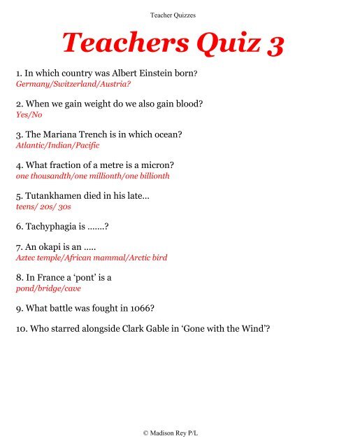 Quizzes for Teachers - Australian Teacher