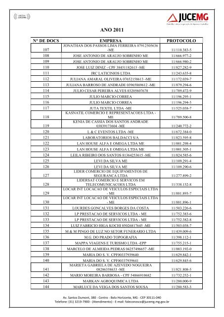 RELAÃÃO DE DOCUMENTOS PENDENTES/2004 a 2011 - Junta ...