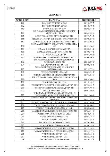 RELAÃÃO DE DOCUMENTOS PENDENTES/2004 a 2011 - Junta ...