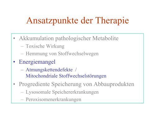 Therapie von angeborenen Stoffwechselerkrankungen