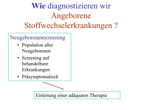 Therapie von angeborenen Stoffwechselerkrankungen