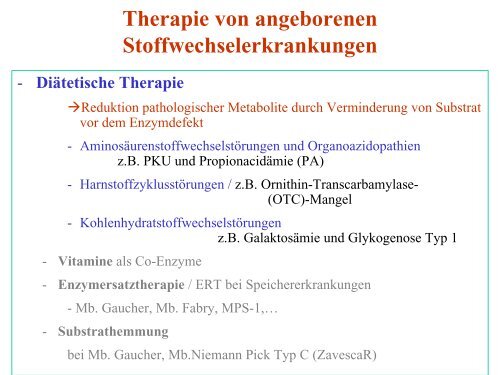 Therapie von angeborenen Stoffwechselerkrankungen