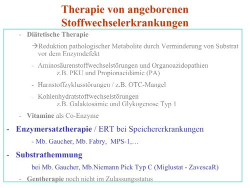 Therapie von angeborenen Stoffwechselerkrankungen