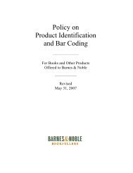 Policy on Product Identification and Bar Coding - Barnes & Noble, Inc.