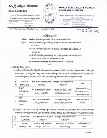 Reposting/Modification order of AO Dated:22.07.2013 - hescom