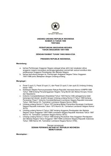 undang-undang republik indonesia nomor 33 tahun 1999 tentang ...