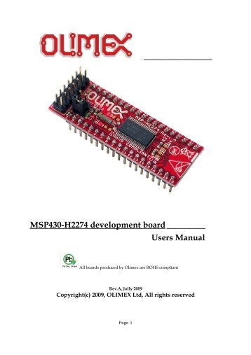 MSP430-H2274 header development prototype board for ... - Olimex