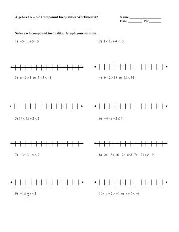 Compound Inequalities Worksheet #2 - McLean School of Maryland