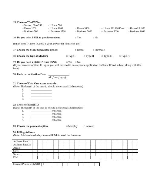 BB Application Form