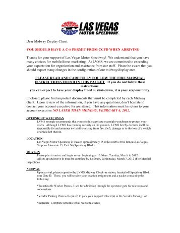 2012 LVMS Display Pre-Event Packet - Las Vegas Motor Speedway