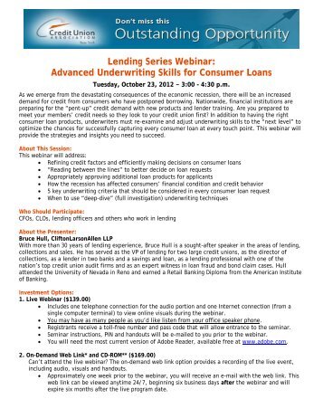 Advanced Underwriting Skills for Consumer Loans - Credit Union ...