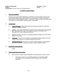 Career Shadowing Policy - St. Mary's Medical Center