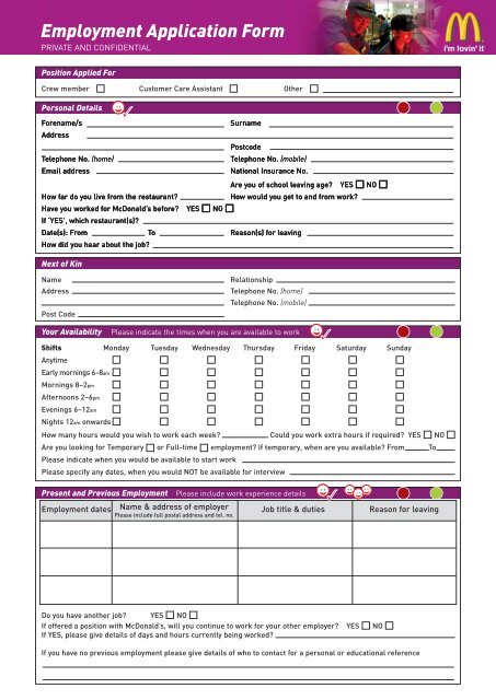 Employment Application Form