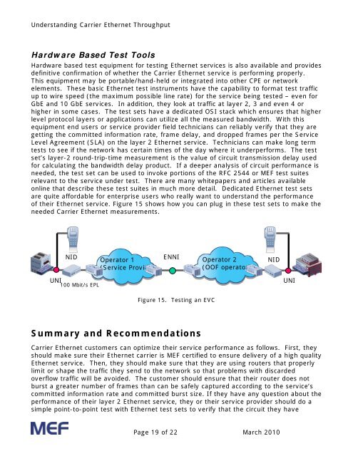 Understanding Carrier Ethernet Throughput - MEF