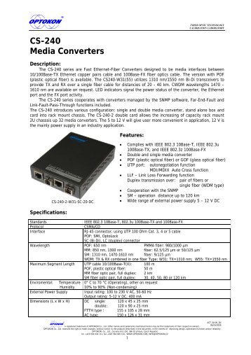 CS-240 Media Converters - OPTOKON as