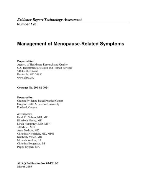 Management of Menopause-Related Symptoms - AHRQ Archive ...