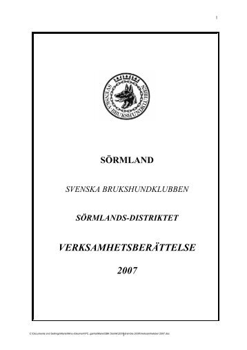 VerksamhetsberÃ¤ttelse 2007 - Svenska Brukshundklubben